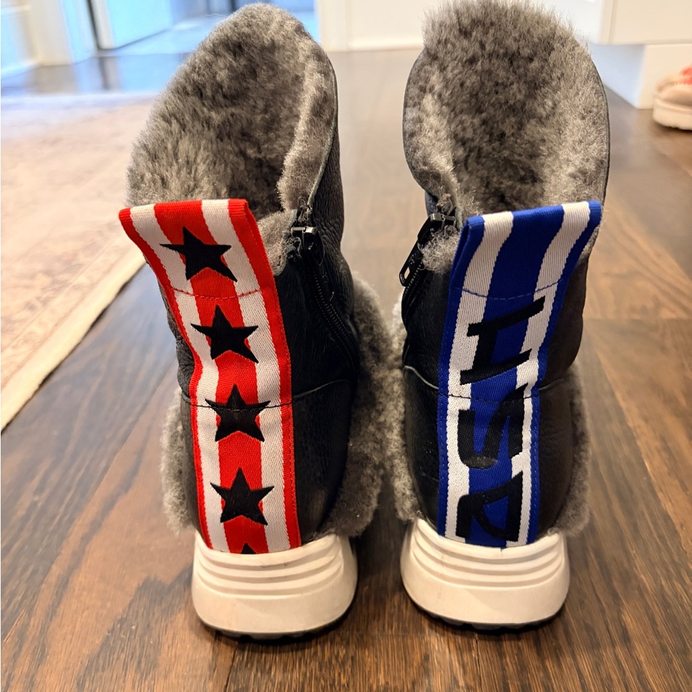 Ash Black and Gray Fur Lined Sneakers
